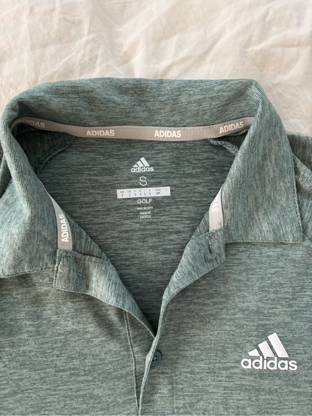 adidas Men's Heather Green Performance Polo - Picture 2 of 2